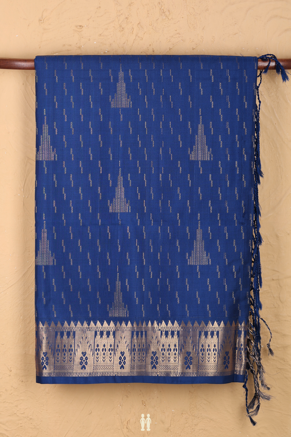 Soft Silk Saree In Capri Blue With Temple Motifs