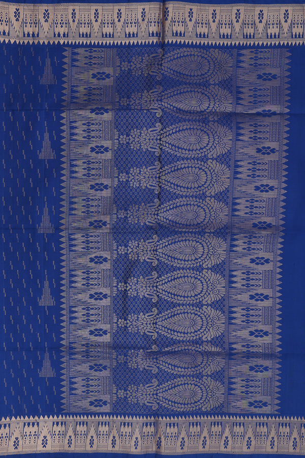 Soft Silk Saree In Capri Blue With Temple Motifs
