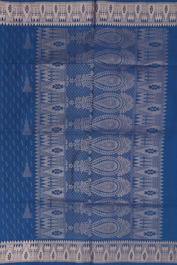 Soft Silk Saree In Capri Blue With Temple Motifs