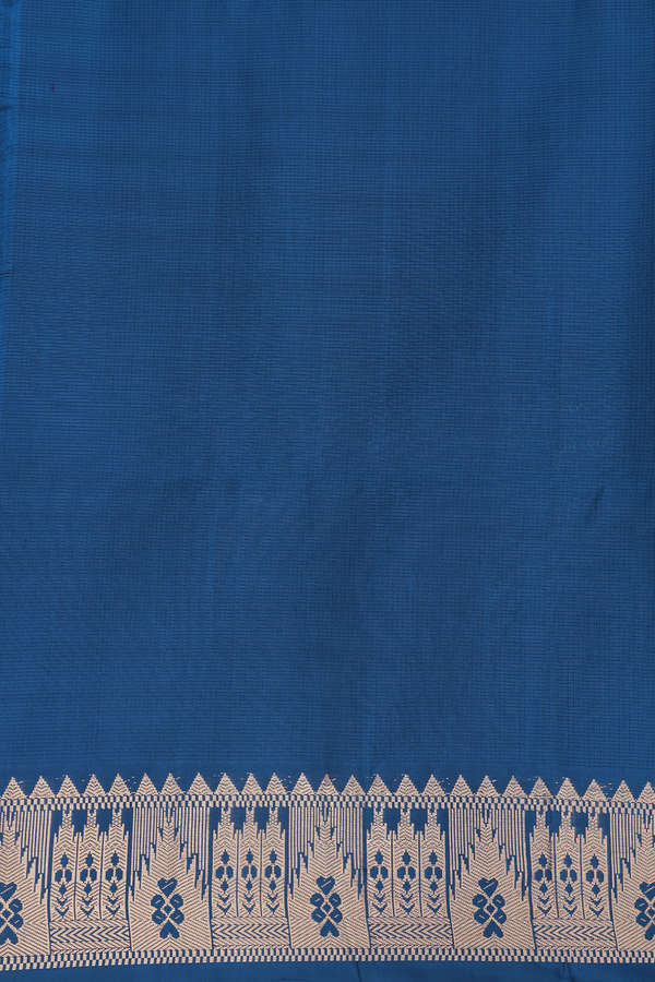 Soft Silk Saree In Capri Blue With Temple Motifs