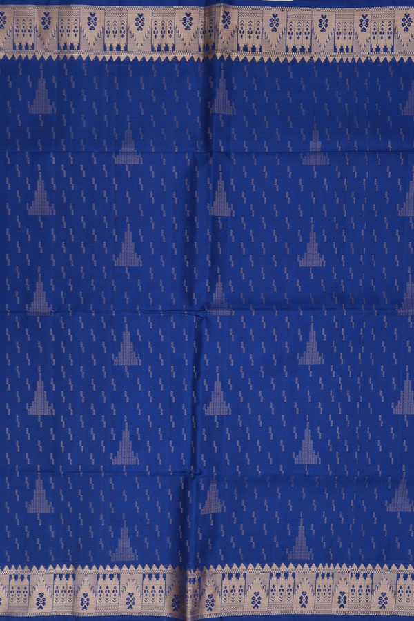 Soft Silk Saree In Capri Blue With Temple Motifs