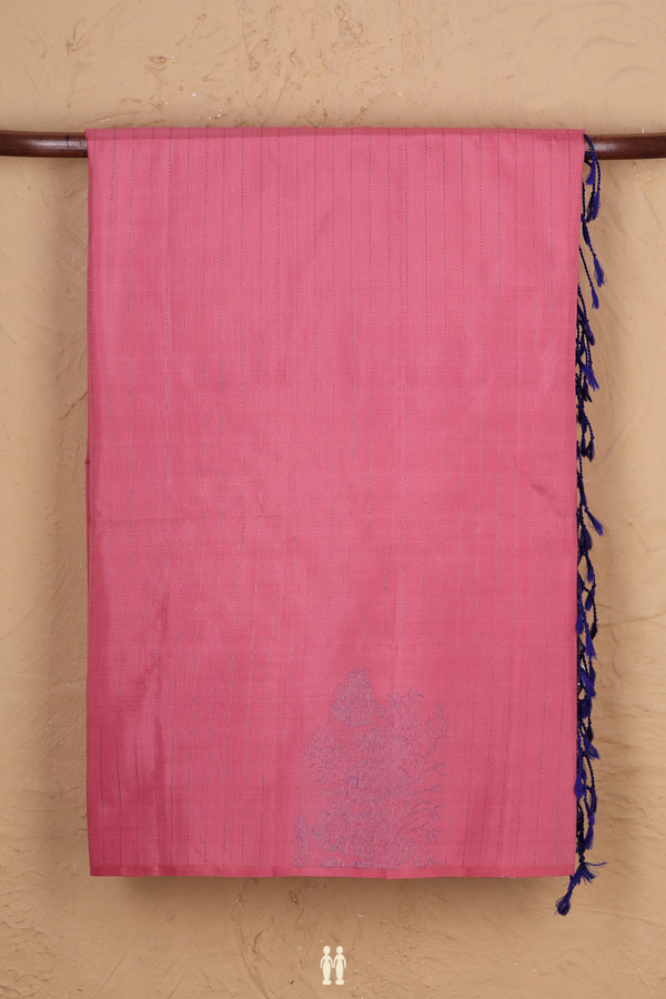 Soft Silk Saree In Pink With Stripes Design