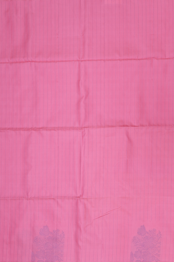 Soft Silk Saree In Pink With Stripes Design