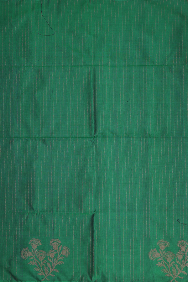 Soft Silk Saree In Emerald Green With Stripes Design