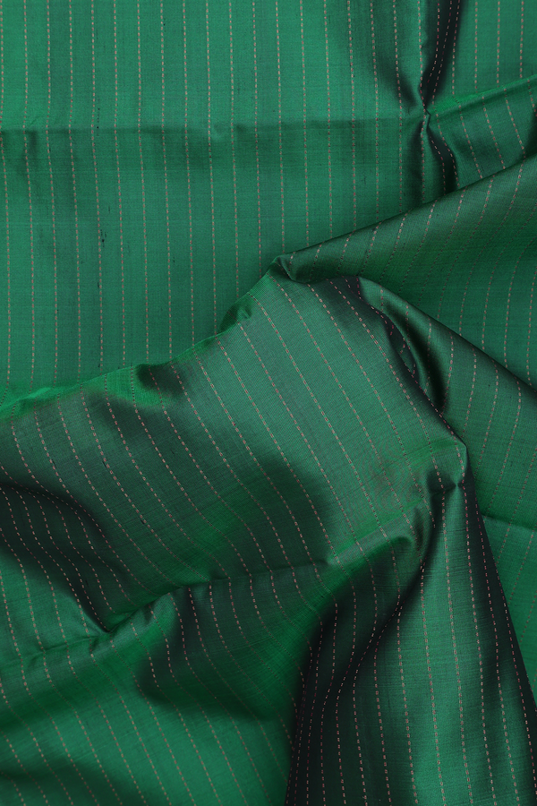 Soft Silk Saree In Emerald Green With Stripes Design