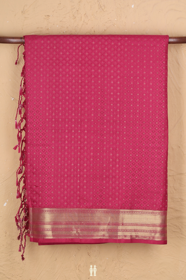 Soft Silk Saree In Rani Pink With Allover Design