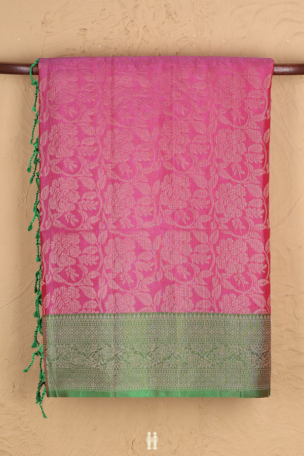 Soft Silk Saree In Pink With Brocade Design
