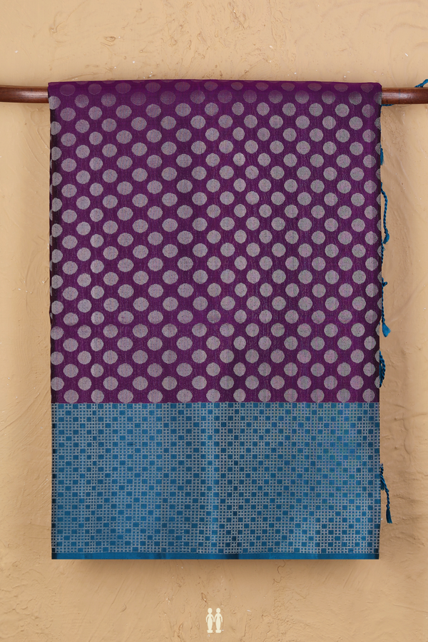 Soft Silk Saree In Grape Purple With Circle Buttas