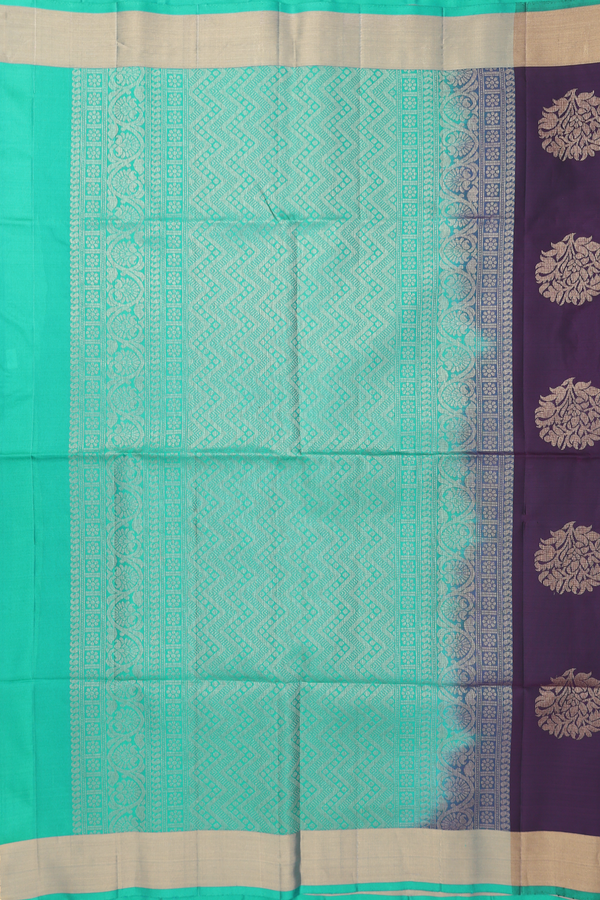 Soft Silk Saree In Deep Purple With Floral Motifs
