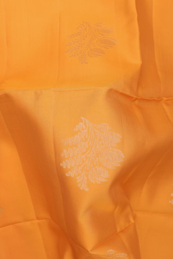 Soft Silk Saree In Royal Orange With Zari Motifs