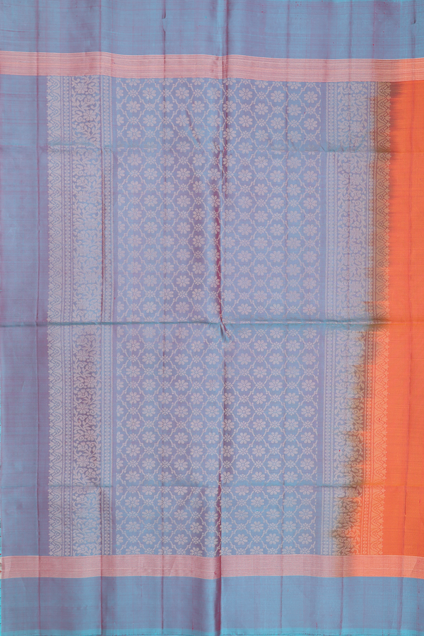 Soft Silk Saree In Royal Orange With Zari Motifs