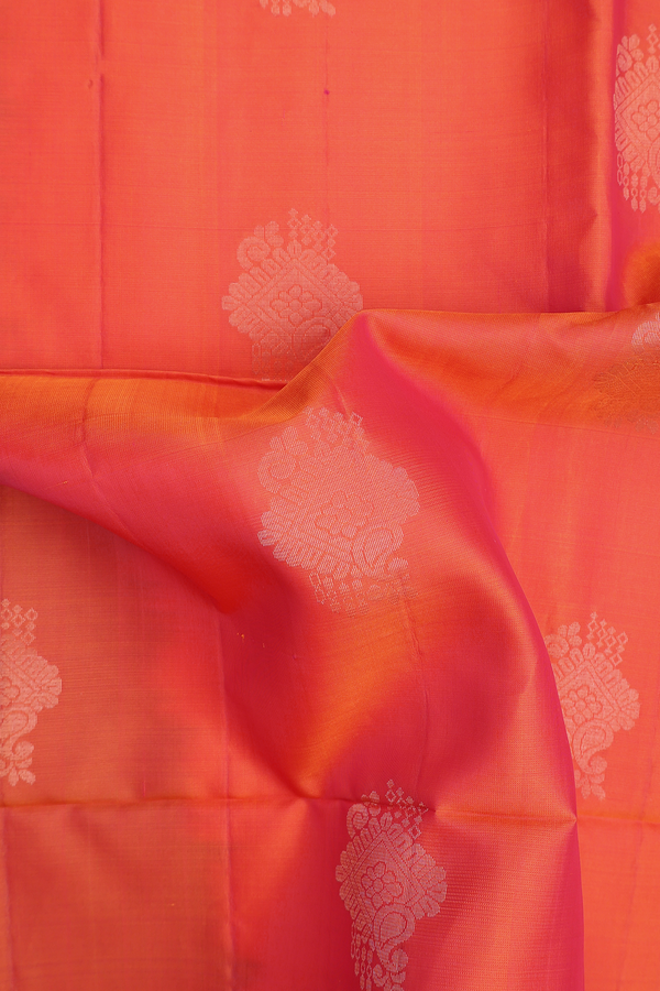 Soft Silk Saree In Royal Orange With Zari Motifs