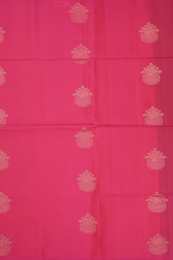 Soft Silk Saree In Punch Pink With Zari Motifs