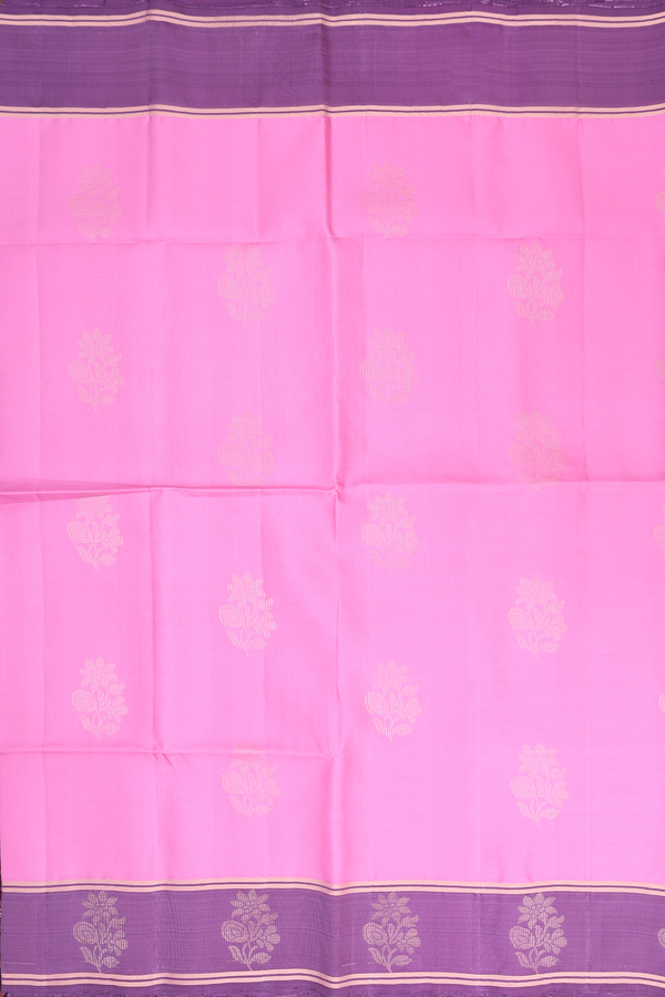 Soft Silk Saree In Pink With Floral Motifs