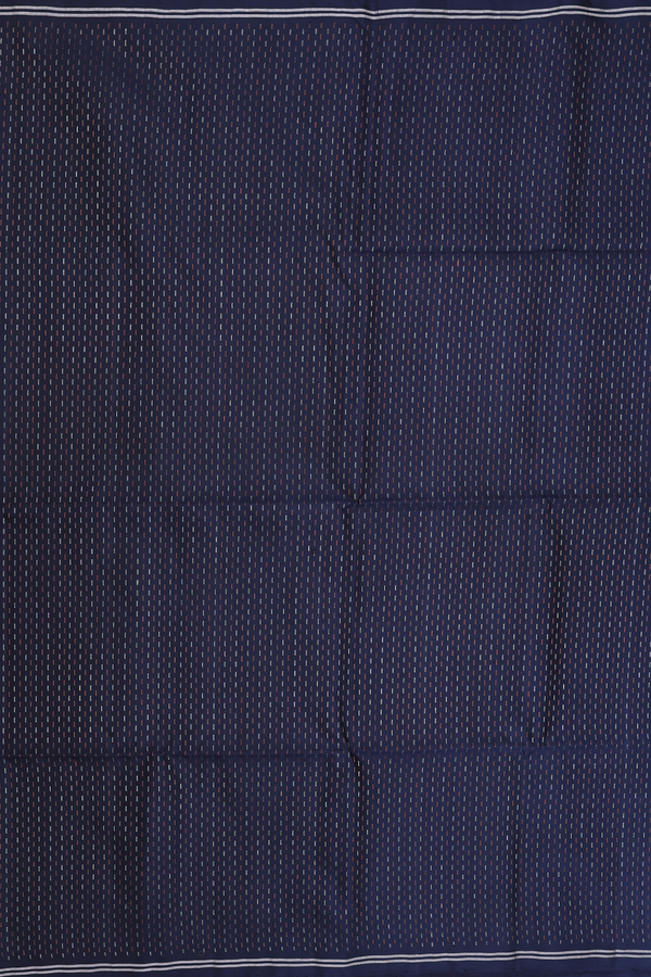 Soft Silk Saree In Midnight Blue With Stripes Design
