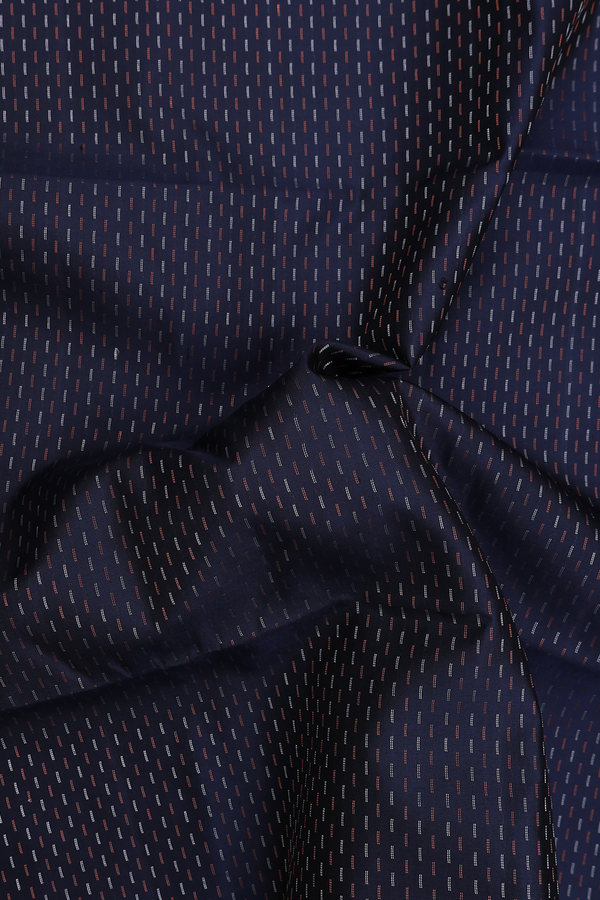 Soft Silk Saree In Midnight Blue With Stripes Design