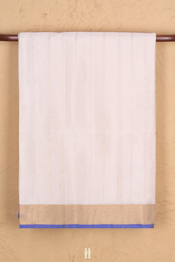 Soft Silk Saree In Off White With Stripes Design