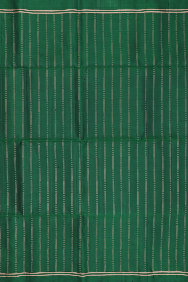 Soft Silk Saree In Forest Green With Stripes Design