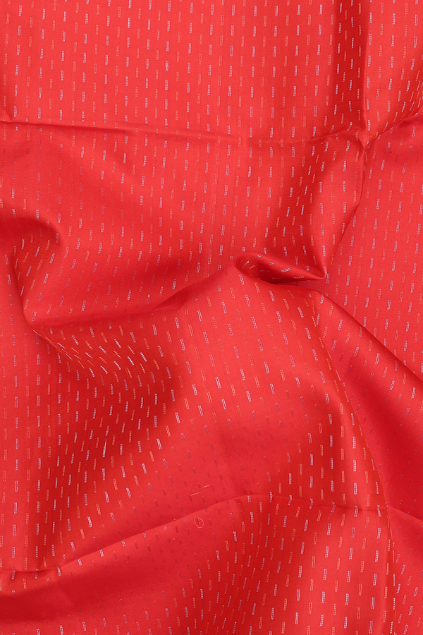 Soft Silk Saree In Vermillion Red With Stripes Design