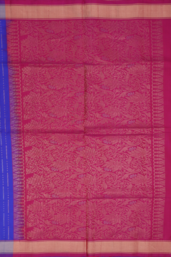 Soft Silk Saree In Indigo Blue With Stripes Design