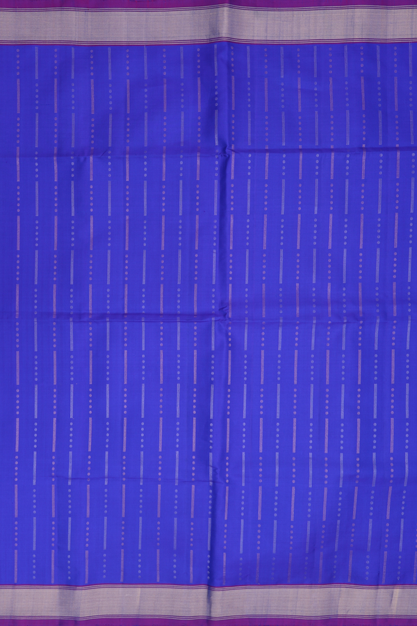Soft Silk Saree In Indigo Blue With Stripes Design