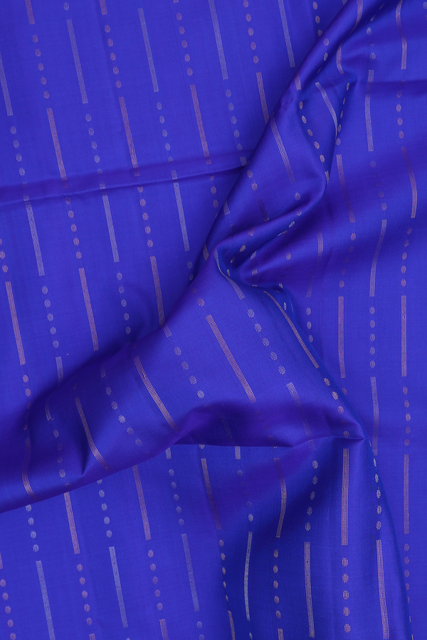 Soft Silk Saree In Indigo Blue With Stripes Design