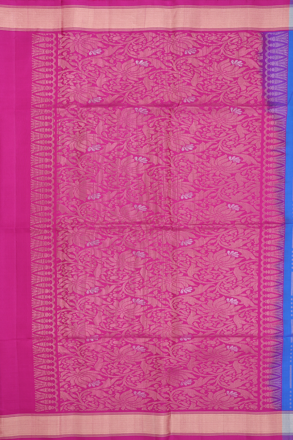 Soft Silk Saree In Indigo Blue With Stripes Design