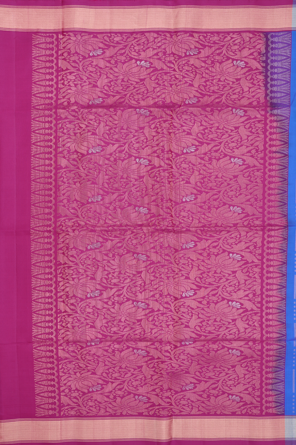 Soft Silk Saree In Indigo Blue With Stripes Design