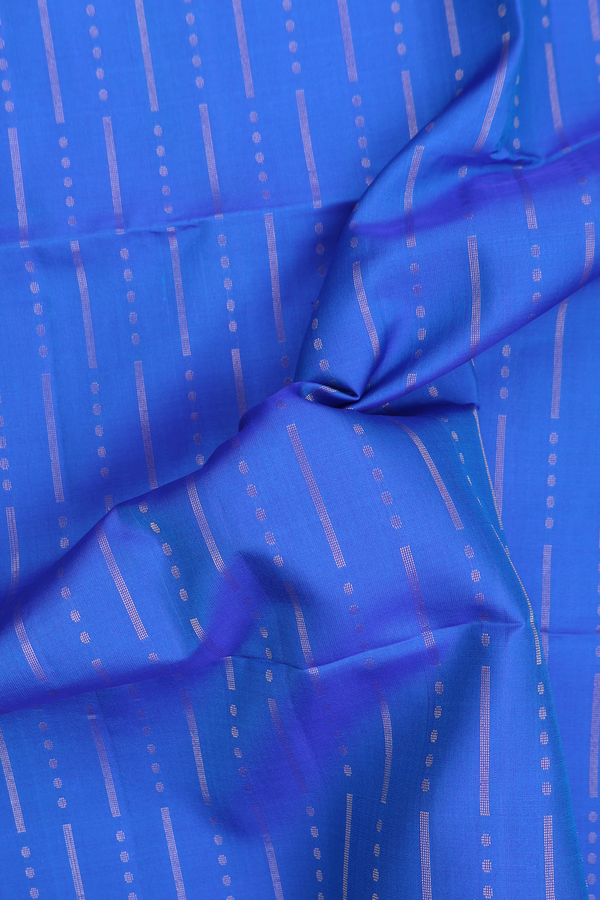 Soft Silk Saree In Indigo Blue With Stripes Design