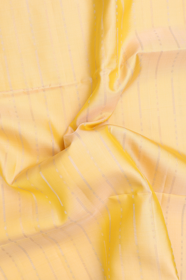 Soft Silk Saree In Pale Yellow With Stripes Design