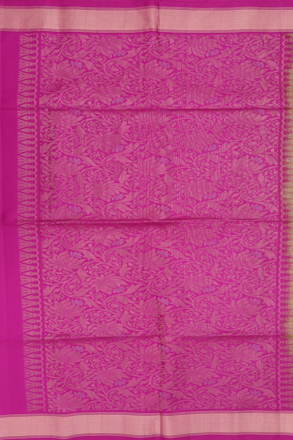 Soft Silk Saree In Lime Green With Stripes Design
