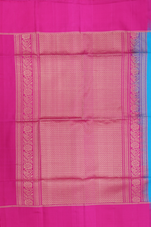 Soft Silk Saree In Deep Sky Blue With Zari Buttas