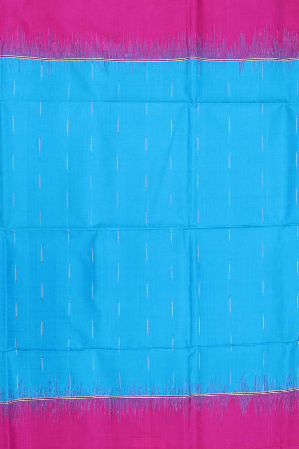 Soft Silk Saree In Deep Sky Blue With Zari Buttas