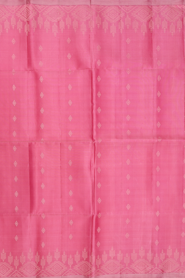 Soft Silk Saree In Pink With Diamond Buttas