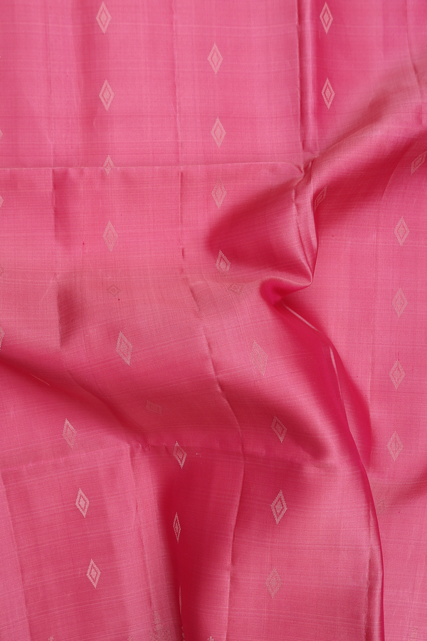 Soft Silk Saree In Pink With Diamond Buttas