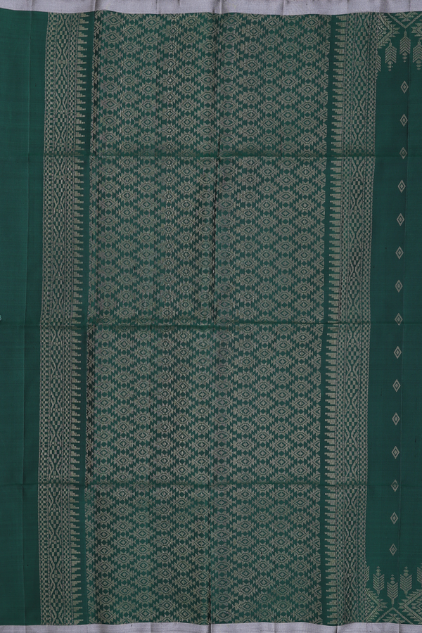 Soft Silk Saree In Forest Green With Diamond Buttas