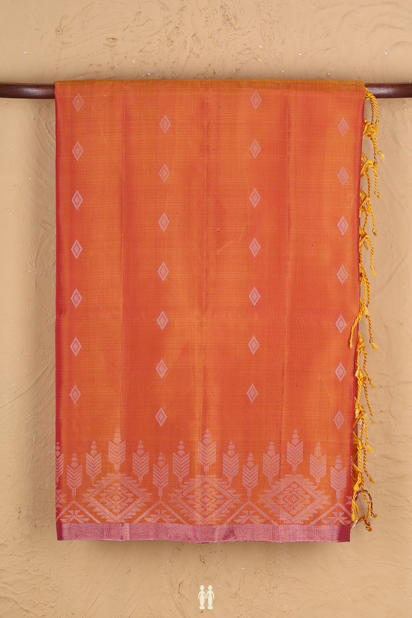 Soft Silk Saree In Dual Tone With Diamond Buttas