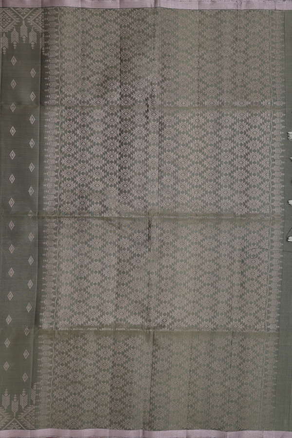 Soft Silk Saree In Chalet Green With Diamond Buttas