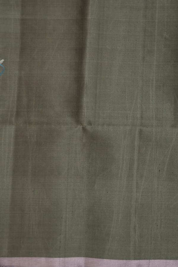 Soft Silk Saree In Chalet Green With Diamond Buttas