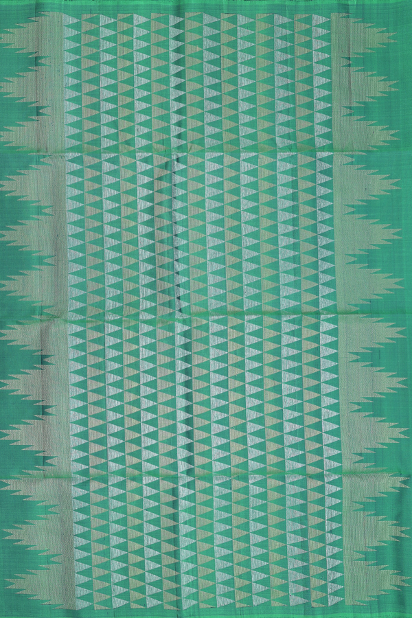 Soft Silk Saree In Green With Diamond Buttas