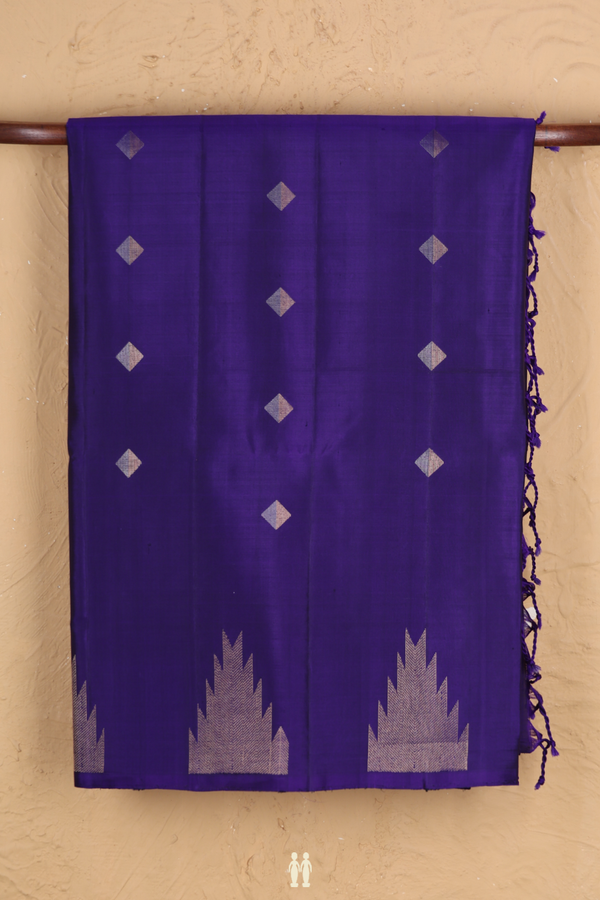 Soft Silk Saree In Royal Blue With Diamond Buttas