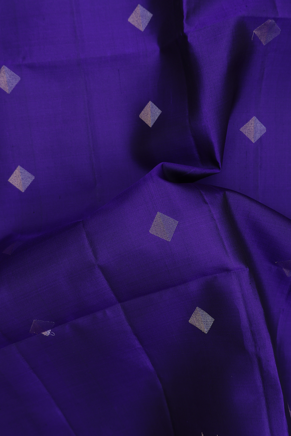Soft Silk Saree In Royal Blue With Diamond Buttas