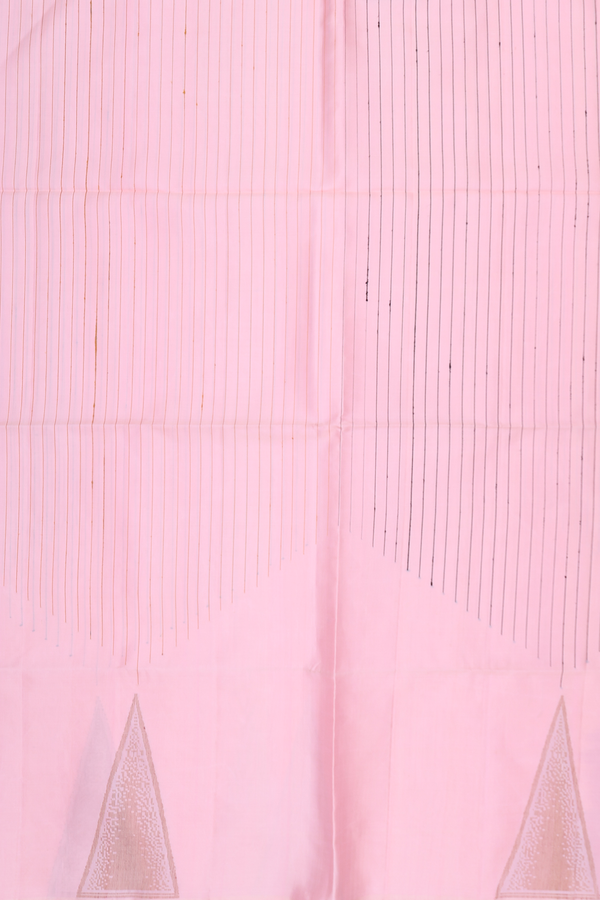 Soft Silk Saree In Pink With Stripes Design