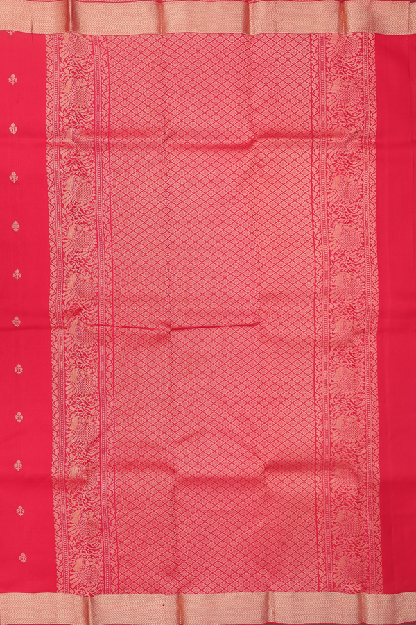 Kanchipuram Silk Saree In Chilli Red With Zari Buttas