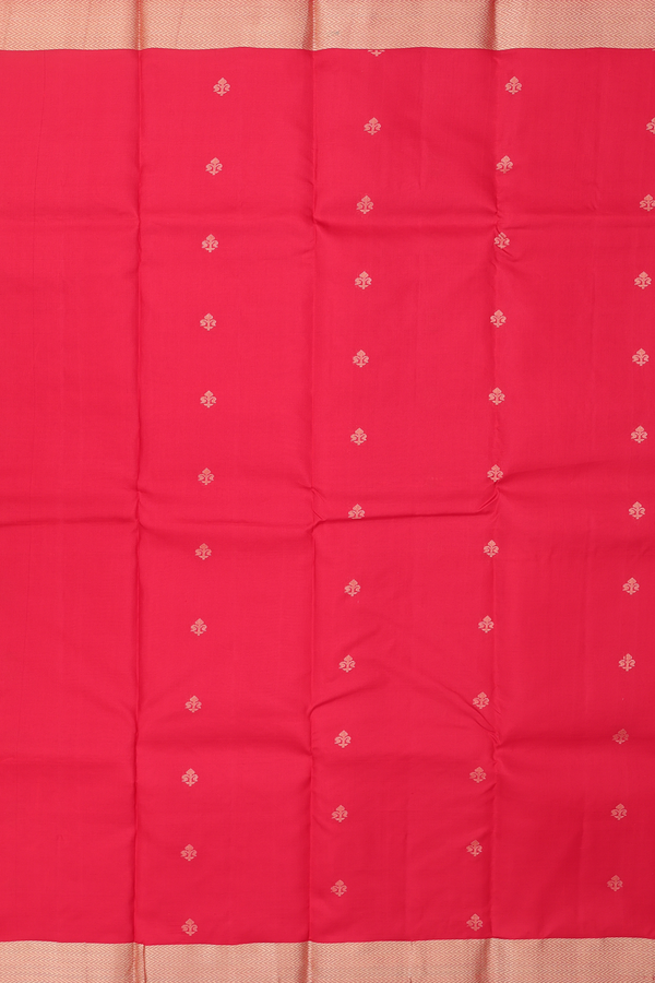 Kanchipuram Silk Saree In Chilli Red With Zari Buttas