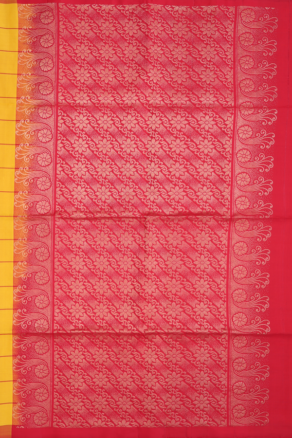 Soft Silk Saree In Royal Yellow With Checks Design