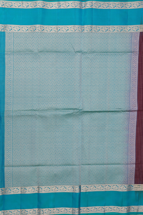 Soft Silk Saree In Maroon With Checks Design