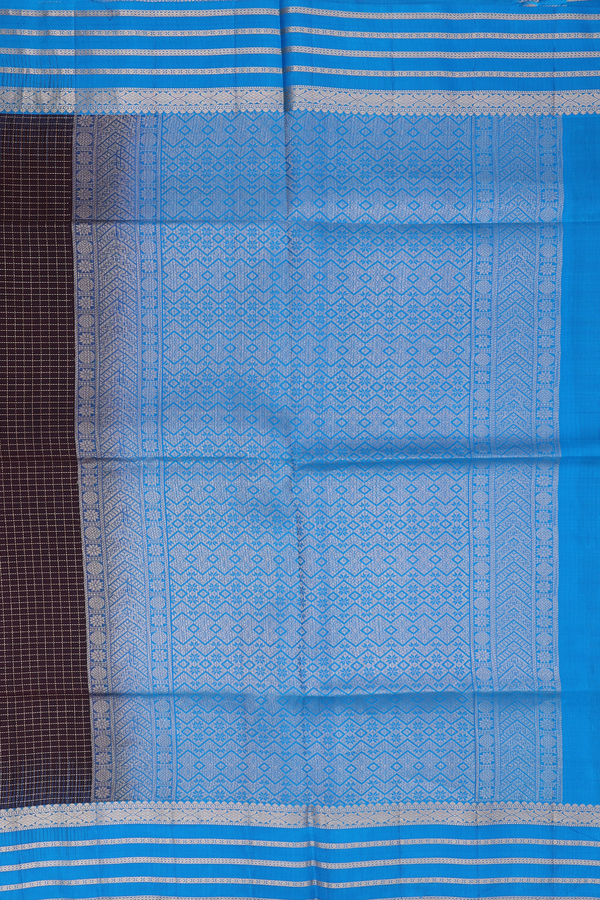 Soft Silk Saree In Dark Coffee Brown With Stripes Design