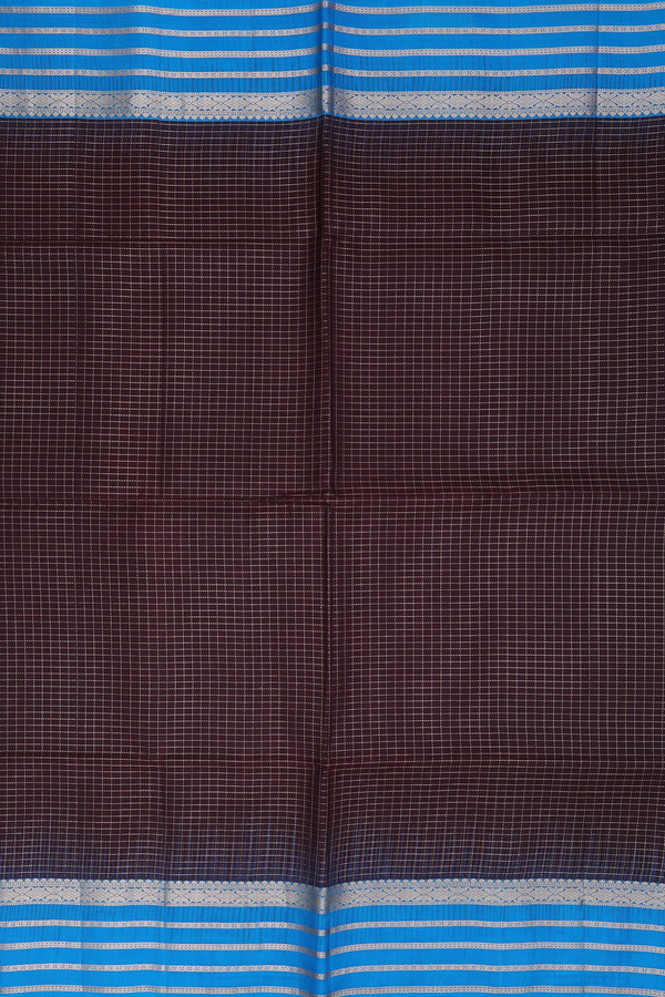 Soft Silk Saree In Dark Coffee Brown With Stripes Design