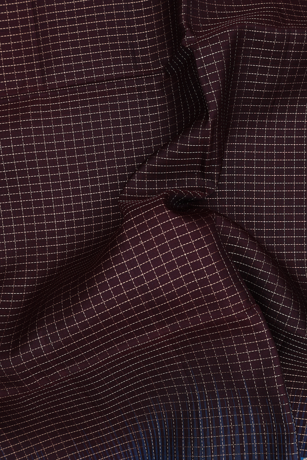 Soft Silk Saree In Dark Coffee Brown With Stripes Design